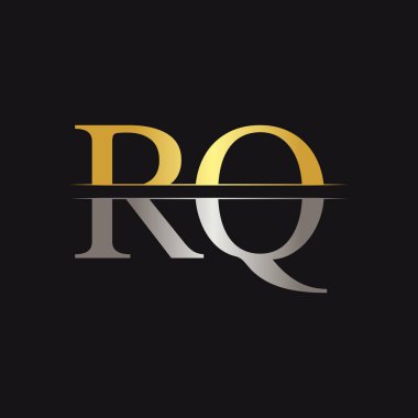 Soyut Harf Rq Logo Tasarım Vektör Şablonu. Yaratıcı Altın ve Gümüş Renkler Rq Harf Logosu Tasarımı