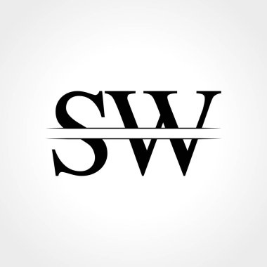 İlk Harf Sw Logo Tasarım Vektör Şablonu. Sw Harf Logosu Tasarımı