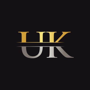 İlk Harf Uk Logo Tasarım Vektör Şablonu. Uk Harfi Logo Tasarımı