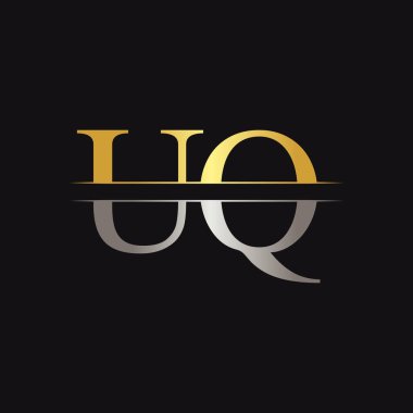 İlk Harf Uq Logo Tasarım Vektör Şablonu. Uq Harf Logosu Tasarımı