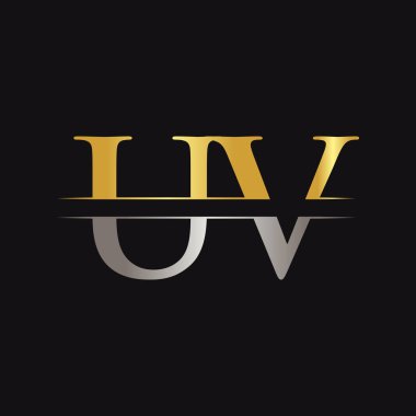 İlk Harf Uv Logo Tasarım Vektör Şablonu. Uv Harfi Logo Tasarımı