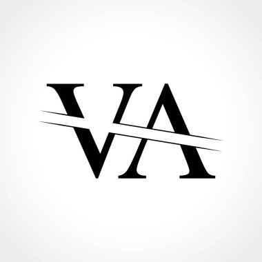 Siyah Renkli Yaratıcı Harf Va Logo Vektör Şablonu. Va Logo Tasarımı