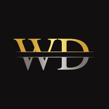 Baş harfler birbirine bağlanmış logo. Yaratıcı Harf Wd Logo Tasarım Vektörü Şablonu