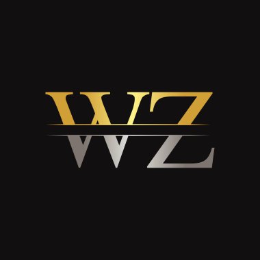 İlk Wz Harfi Bağlı Logo. Yaratıcı Harf Wz Logo Tasarım Vektörü Şablonu
