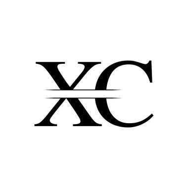 Siyah Renkli Yaratıcı Harf Xc Logo Vektörü. Soyut Bağlı Harf Xc Logo Tasarımı