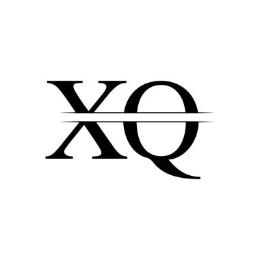 Siyah Renkli Yaratıcı Harf Xq Logo Vektörü. Soyut Bağlı Harf Xq Logo Tasarımı