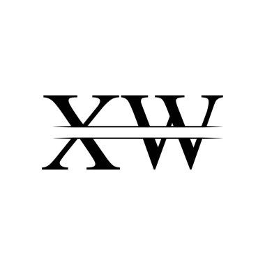 Siyah Renkli Yaratıcı Harf Xw Logo Vektörü. Soyut Bağlı Harf Xw Logo Tasarımı