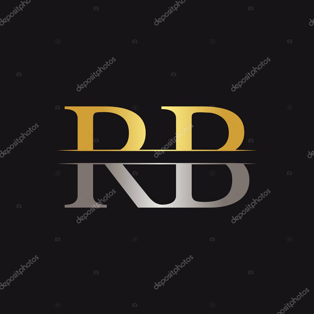 Abstract Letter RB Logo Design Vector Template. Creative Gold and Silver Colors RB Letter Logo Design