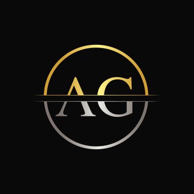 Modern Typography Vector Şablonu ile İlk Çember AG Harfi. Yaratıcı Soyut Harf AG Logo Tasarımı