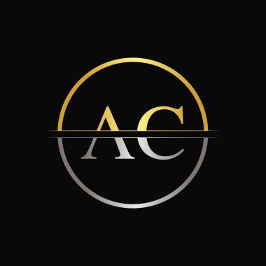 Modern Typography Vector Şablonu ile İlk Çember AC Harfi. Yaratıcı Soyut Harf AC Logo Tasarımı
