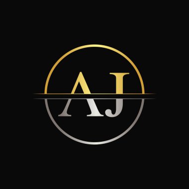 Modern Typography Vector Şablonu ile İlk Çember AJ Harfi. Yaratıcı Soyut Harf AJ Logo Tasarımı