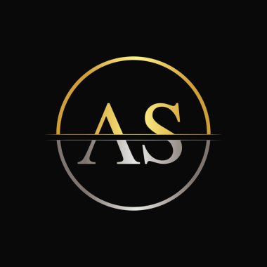 Modern Typography Vector Şablonu ile İlk Çember AS Harfi. Yaratıcı Soyut Harf AS Logo Tasarımı