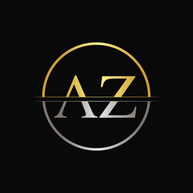 Modern Typography Vector Şablonu ile İlk Çember AZ Harfi. Yaratıcı Soyut Harf AZ Logo Tasarımı