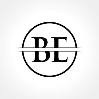 Yaratıcı Çember Tipografi Vektör Şablonlu Kara Harf BE logosu. Yaratıcı Soyut Harf BE Logo Tasarımı