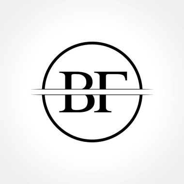 Yaratıcı Çember Typography Vector Şablonu olan ilk Siyah Harf BF logosu. Yaratıcı Soyut Harf BF Logo Tasarımı