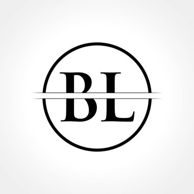 Yaratıcı Çember Typography Vector Şablonu olan ilk Siyah Harf BL logosu. Yaratıcı Soyut Harf BL Logo Tasarımı