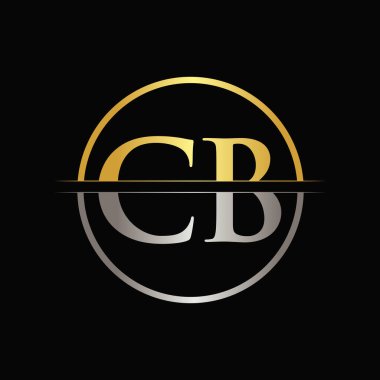 İlk Altın ve Gümüş Renkli CB Logo Tipografi Vektör Şablonu. Yaratıcı Soyut Harf CB Logo Tasarımı