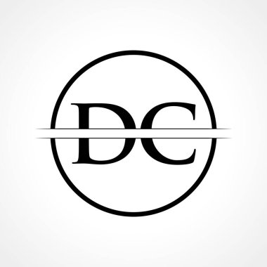 İlk DC Harf Logosu Siyah Renkli Tasarım Vektör Şablonu. DC Logo Tasarımı
