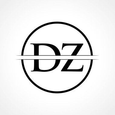 Siyah Renkli DZ Harf Logosu Tasarım Vektör Şablonu. DZ Logo Tasarımı