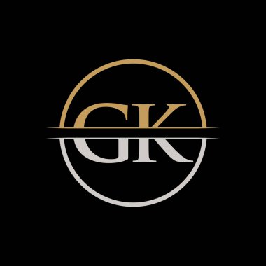 GK harfi Tip Logo Tasarım Şablonu. İlk Harf GK logo tasarımı