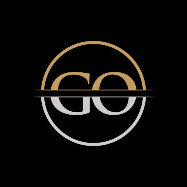 GO harfi Tip Logo Tasarım Şablonu. İlk Harf GO logo tasarımı