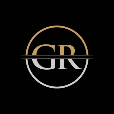 GR harfi Tip Logo Tasarım Şablonu. İlk Harf GR logo tasarımı