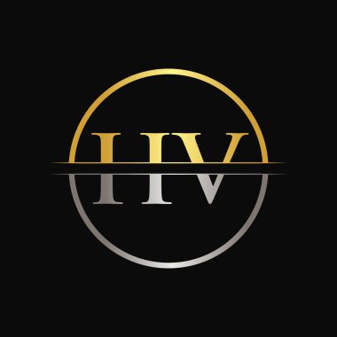 Hv harfi Tip Logo Tasarım Şablonu. Soyut Harf Hv logosu Tasarımı