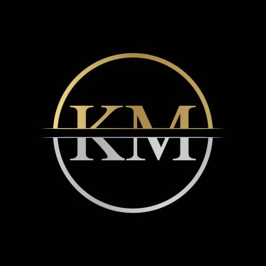 İlk Km harfi Logo Tasarım Vektör İllüstrasyonu. Soyut Harf Km logo Tasarımı