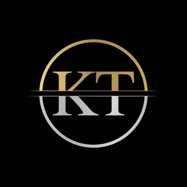 Kt harfli Logo Tasarım Vektör İllüstrasyonu. Soyut Harf KT logosu Tasarımı