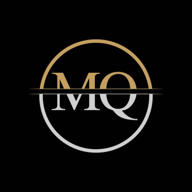 Initial MQ letter Logo Design vector Template. Gold and Silver Letter MQ logo Design clipart
