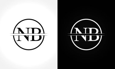 İlk Monogram Harf Nb Logo Tasarım Vektör Şablonu. Nb Harfi Logo Tasarımı