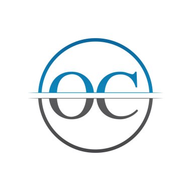İlk Monogram Harf Oc Logo Tasarım Vektör Şablonu. Oc Harfi Logo Tasarımı