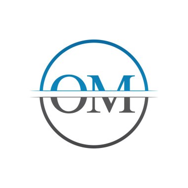 İlk Monogram Harf Om Logo Tasarım Vektör Şablonu. Om Harf Logosu Tasarımı