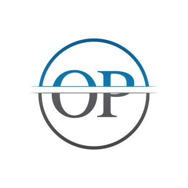 İlk Monogram Harf İşlem Logosu Tasarım Vektör Şablonu. Op Harf Logosu Tasarımı