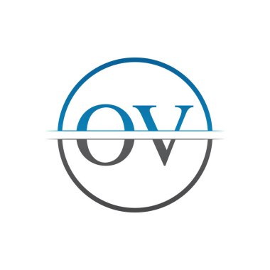 İlk Monogram Mektup Ov Logo Tasarım Vektör Şablonu. Ov Harf Logosu Tasarımı