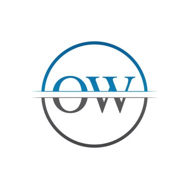 İlk Monogram Mektup Ow Logo Tasarım Vektör Şablonu. Ow Harf Logosu Tasarımı