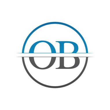 İlk Monogram Harf Logosu Tasarım Vektör Şablonu. Ob Harfi Logo Tasarımı