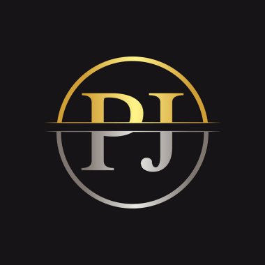 İlk Monogram Harf Logosu Tasarım Vektörü Şablonu. Pj Harf Logosu Tasarımı