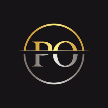 İlk Monogram Harf Po Logo Tasarım Vektör Şablonu. Po Harfi Logo Tasarımı