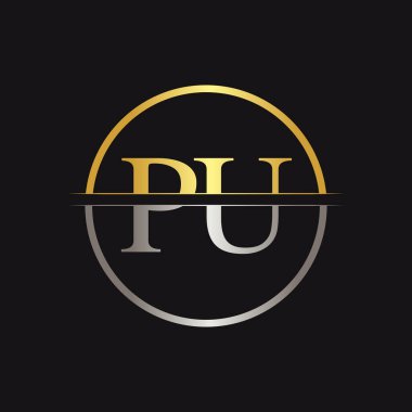 İlk Monogram Harf Pu Logosu Tasarım Vektör Şablonu. Pu Harf Logosu Tasarımı
