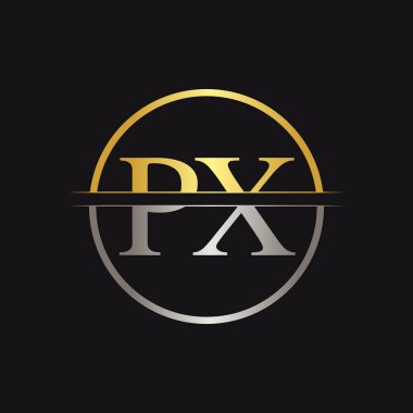 İlk Monogram Harf Px Logo Tasarım Vektör Şablonu. Px Harf Logosu Tasarımı