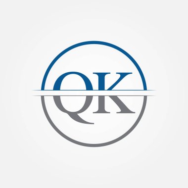 İlk Monogram Harf QK Logo Tasarım Vektör Şablonu. QK Harf Logo Tasarımı