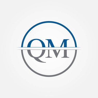 İlk Monogram Harf QM Logo Tasarım Vektör Şablonu. QM Harf Logo Tasarımı