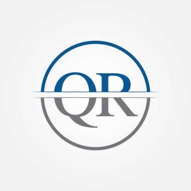 İlk Monogram Harf QR Logo Tasarım Vektör Şablonu. QR Harf Logo Tasarımı