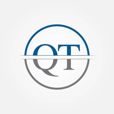 İlk Monogram Harf QT Logo Tasarım Vektör Şablonu. QT Harf Logo Tasarımı