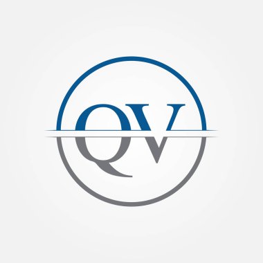 İlk Monogram Harf QV Logo Tasarım Vektör Şablonu. QV Harf Logo Tasarımı