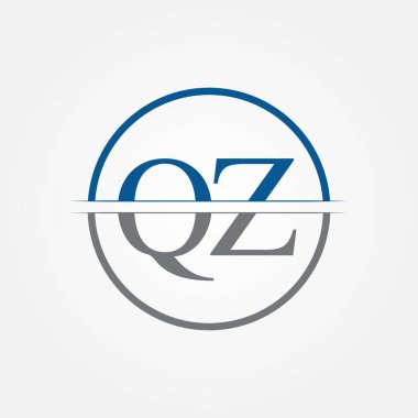 İlk Monogram Harf QZ Logo Tasarım Vektör Şablonu. QZ Harf Logo Tasarımı