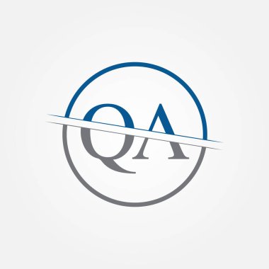 İlk Monogram Harf Kalem Tasarımı Vektör Şablonu. QA Harf Logosu Tasarımı