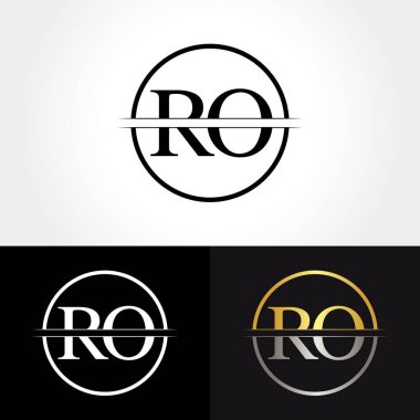 Soyut Harf Ro Logosu Tasarım Vektör Şablonu. Yaratıcı Altın ve Gümüş Renkler Ro Harf Logosu Tasarımı