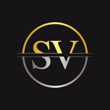 İlk Harf Sv Logo Tasarım Vektör Şablonu. Sv Harf Logo Tasarımı